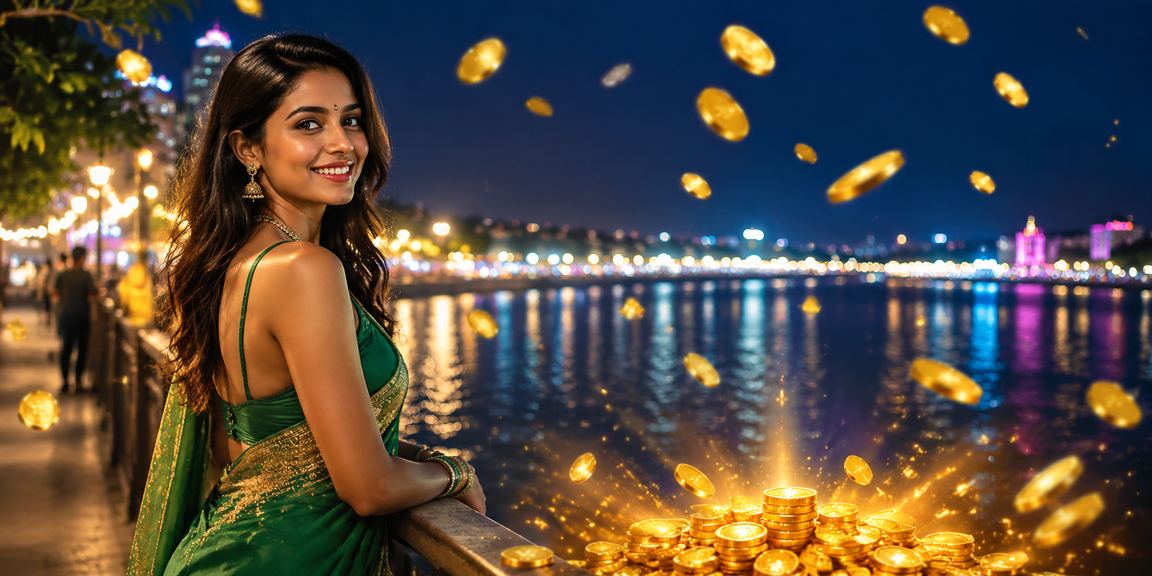 Player using mobile phone to buy lottery tickets by riverfront in Ahmedabad