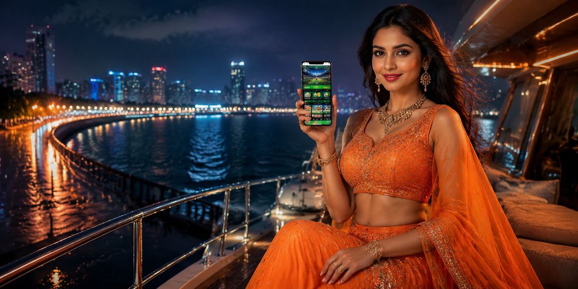 Mumbai Marine Drive glowing at night with sports betting neon signs